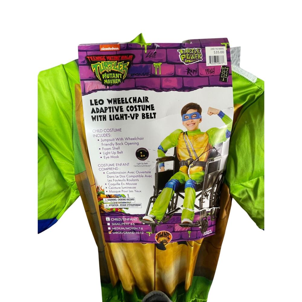 Teenage Mutant Ninja Turtles Costume Child Large Leo Wheelchair Adaptive NWT
